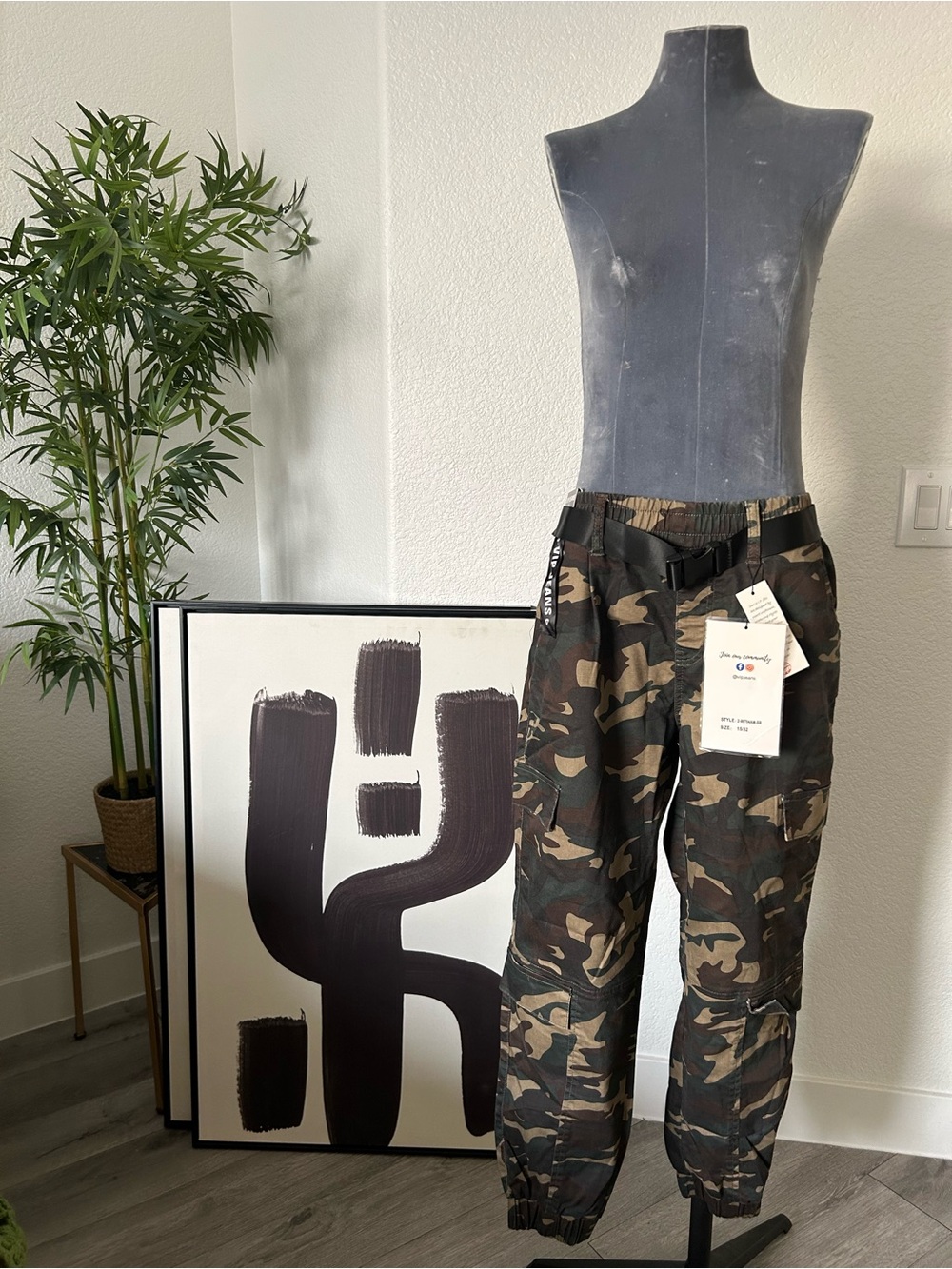 VIP Camouflage Cargo Pants with belt